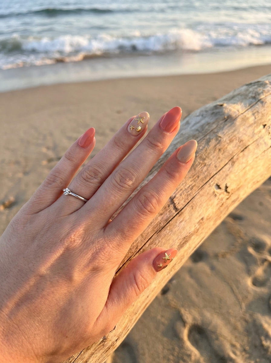 Starfish Accent Nails als Beachy Nails Inspiration 2026
